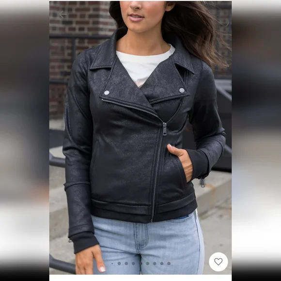 Grace and lace Move free leather like moto Jacket - Picture 3 of 7